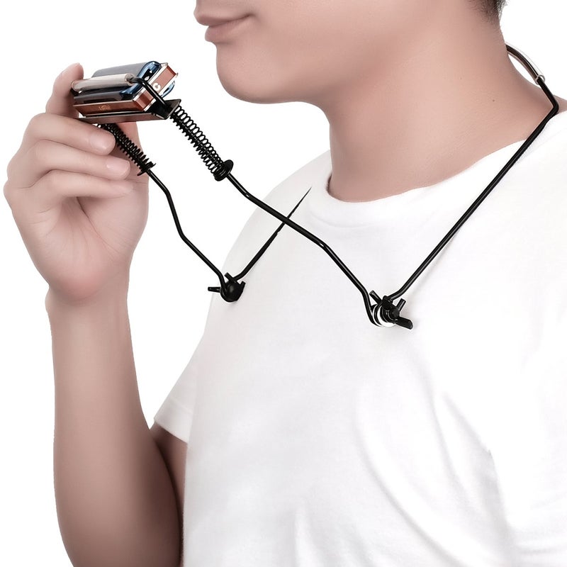 Eison Harmonica Holder 10 Holes Harmonica Holder ET10H Black Neck Hands Free with Anti-Scratch Felt Pads to Protector Harmonica - Image 2